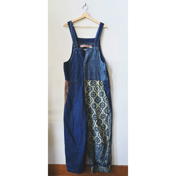 Free People x Doctor Collectors Denim Patchwork Dungarees Overalls Large 30 L - Picture 2 of 8